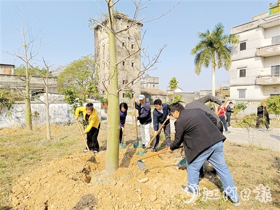 啟動儀式結(jié)束后，干群一起植樹。